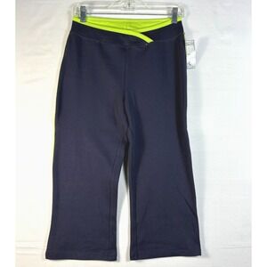 GW yoga capri workout pants blue/lime straight leg Medium NWT